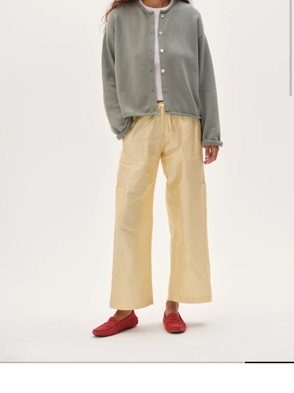 DONNI. Silk Taffeta Cargo Pant Butter Gingham size S